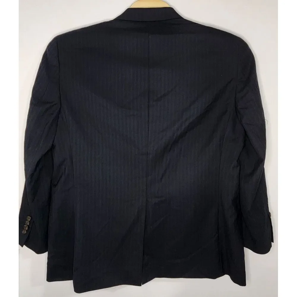 Ralph Ralph Lauren Mens Size 46R 100% Wool Blue Striped‎ Blazer with Vest